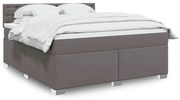 vidaXL Κρεβάτι Boxspring με Στρώμα Γκρι 180x200 εκ. Συνθετικό Δέρμα