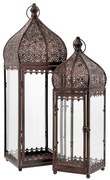 Φανάρι Σετ 2τμχ Vintage Μεταλλικό Μαύρο 21,5x12,5x67,5εκ.-16,5x16,5x52εκ. iliadis 89545