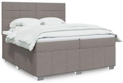 Κρεβάτι Boxspring με Στρώμα Taupe 200x200 εκ. Υφασμάτινο - Μπεζ-Γκρι