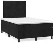 vidaXL Κρεβάτι Boxspring με Στρώμα &amp; LED Μαύρο 120x190 εκ. Βελούδινο