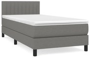 vidaXL Κρεβάτι Boxspring με Στρώμα Σκούρο Γκρι 80x200 εκ. Υφασμάτινο