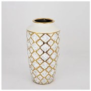 Βάζο Κεραμικό Λευκό &amp; Χρυσό 13x13x25cm 752-20073 Estheti-752-20073-Λευκό-Χρυσό 752-20073