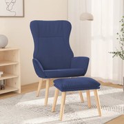 vidaXL Πολυθρόνα Relax Μπλε Υφασμάτινη με Υποπόδιο