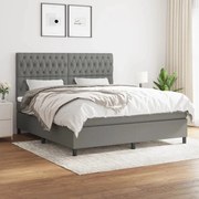 vidaXL Κρεβάτι Boxspring με Στρώμα Σκούρο Γκρι 180x200 εκ Υφασμάτιν