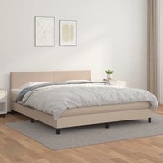 Κρεβάτι Boxspring με Στρώμα Καπουτσίνο 160x200εκ.από Συνθ.Δέρμα - Καφέ