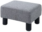 HOMCOM Σκαμπό με κάλυμμα από ύφασμα σε όψη λινάτσας, έως 110 kg, ανοιχτό γκρι, 40 x 30 x 24cm