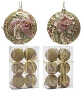 Χριστουγεννιάτικη Μπάλα Χρυσό 80mm Σετ 6Τμχ Σε 2 Σχέδια