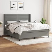 Κρεβάτι Boxspring με Στρώμα Σκούρο Γκρι 180x200 εκ Υφασμάτιν