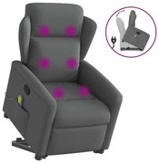 Πολυθρόνα Μασάζ Ανακλινόμενη με Ανύψωση Σκούρο Γκρι Υφασμάτινη