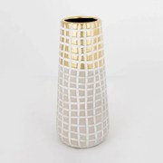Βάζο Κεραμικό 752-20135 11,5x11,5x25,5cm Beige-Gold Estheti Home Κεραμικό