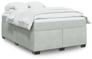 vidaXL Κρεβάτι Boxspring με Στρώμα Ανοιχτό Γκρι 140x190 εκ. Βελούδινο