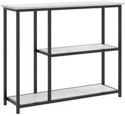 HOMCOM Κονσόλα σε βιομηχανικό σχεδιασμό, 2 ράφια, όψη μαρμάρου, Μαύρο + Λευκό