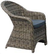 WOODWELL Ε653MONTANA Πολυθρόνα Τραπεζαρίας Κήπου ALU, Wicker Φ5mm Grey Brown,Μαξιλάρι Ανθρακί 60x72x85cm Ε653