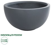 20697 GloboStar®  Artificial Garden BALTIMORE 20697 Διακοσμητικό Πολυεστερικό Τσιμεντένιο Κασπώ Γλάστρα - Flower Pot Γκρι Φ61 x Υ30cm