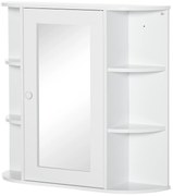 HOMCOM Ντουλάπι Καθρέφτης Μπάνιου, 8 Ράφια, Πόρτες Καθρέφτη, Αδιάβροχο, 66 cm x 17 cm x 63 cm, Λευκό