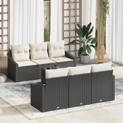 vidaXL Σετ 7 Τεμαχίων Καναπέδων Κήπου με Μαξιλάρια Μαύρο Πολυρατάν