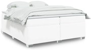 vidaXL Κρεβάτι Boxspring με Στρώμα Λευκό 200x200 εκ. Συνθετικό Δέρμα