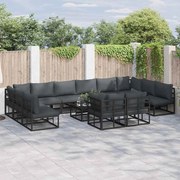 vidaXL Σετ Καναπέ Κήπου 12 pcs Μαύρο 423 x 211.5 x 71 εκ Αλουμίνιο
