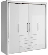 Ντουλάπα Τετράφυλλη Arano 162604089 199x61x214cm White-Silver Τετράφυλλη