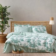 Παπλωματοθήκη Toile 02 (Σετ 3τμχ) Green-Ecru Kentia Υπέρδιπλo 220x240cm 100% Βαμβακοσατέν