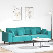 vidaXL Βελούδινος καναπές με μαξιλάρι με μαξιλάρι Τιρκουάζ 208 εκ. Βελούδο