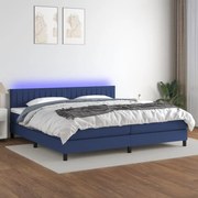 ΚΡΕΒΑΤΙ BOXSPRING ΜΕ ΣΤΡΩΜΑ &amp; LED ΜΠΛΕ 200X200 ΕΚ. ΥΦΑΣΜΑΤΙΝΟ 3133347