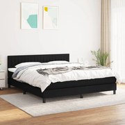 vidaXL Κρεβάτι Boxspring με Στρώμα Μαύρο 180x200 εκ. Υφασμάτινο