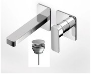 Eurorama Quadra Chrome Μπαταρία Νιπτήρος Εντοιχισμού 2 Οπών+Βαλβίδα clic-clac 144904-100 R0338-100