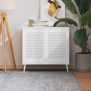 Πορτάκια με Περσίδες 2 Τεμ. Λευκά 61,5x39,4εκ Μασίφ Ξύλο Πεύκου