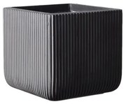 Γλάστρα Πήλινη Τετράγωνη Stripe Γκρι L 37x37x33 εκ. C-9940-8 Supergreens-C-9940-8-Γκρι C-9940-8
