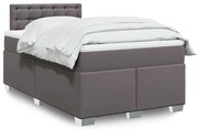 vidaXL Κρεβάτι Boxspring με Στρώμα Γκρι 120x190εκ. από Συνθετικό Δέρμα