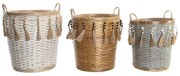 Σετ Καλαθιών DKD Home Decor Πολύχρωμο Bamboo (3 Τεμάχια)