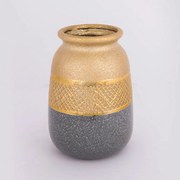 Βάζο Κεραμικό 752-20284 13,5x13,5x19cm Grey-Gold Estheti Home Κεραμικό