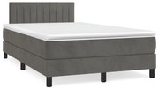 vidaXL Κρεβάτι Boxspring με Στρώμα Σκούρο Γκρι 120x190 εκ. Βελούδινο
