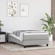 Κρεβάτι Boxspring με Στρώμα Ανοιχτό Γκρι 80x200 εκ. Υφασμάτινο