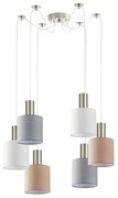 SE21-NM-4-BL6-SH12 ADEPT FLEX Nickel Matt Pendant White, Grey, Brown Fabric Shade+ HOMELIGHTING 77-8933