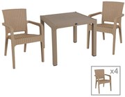 Τραπεζαρία Explore-Halcyon pakoworld σετ 5τεμ PP cappuccino 90x90x73,5εκ 253-000071