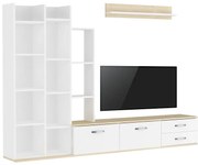 Σύνθετο σαλονιού Leman pakoworld σε λευκή-oak απόχρωση 240x35x154εκ