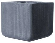 Supergreens Γλάστρα Πήλινη Τετράγωνη "Stripe" Γκρι Σκούρο M 30x30x27 εκ.