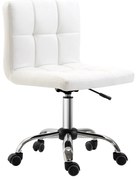 HOMCOM Καρέκλα Γραφείου, Περιστρεφόμενη Καρέκλα, Τεχνητό Δέρμα, Ατσάλινη Δομή, 5 Ρόδες, Επενδυμένη, Λευκή