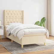 vidaXL Κρεβάτι Boxspring με Στρώμα Κρεμ 80 x 200 εκ. Υφασμάτινο