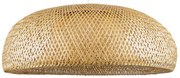 00673 GloboStar®  SAN TROPEZ 00673 Boho Κρεμαστό Φωτιστικό Πλέγμα Μονόφωτο 1 x E27 IP20 Μπεζ Ξύλο - Μ100 x Π100 x Y35cm