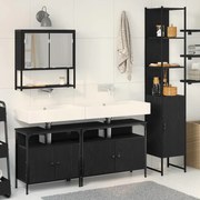 vidaXL Σετ Επίπλων Μπάνιου με ράφι 4 pcs Μαύρη δρυς 33 x 33 x 185.5 εκ