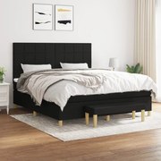 Κρεβάτι Boxspring με Στρώμα Μαύρο 180x200 εκ. Υφασμάτινο