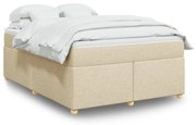 vidaXL Κρεβάτι Boxspring με Στρώμα Κρεμ 140x200 εκ. Υφασμάτινο