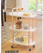 Τρόλεϊ κουζίνας "BAR" ορθογώνιο τριών θέσεων από μέταλλο σε χρώμα λευκό 58x37x88