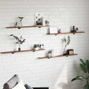 vidaXL Ράφι Βιβλίων 4 pcs Καφέ 100 x 10 x 1.5 cm Επεξεργασμένο ξύλο