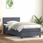 Κρεβάτι Boxspring με Στρώμα Σκούρο Γκρι 80x220 εκ. Βελούδινο