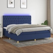 ΚΡΕΒΑΤΙ BOXSPRING ΜΕ ΣΤΡΩΜΑ &amp; LED ΜΠΛΕ 200X200 ΕΚ. ΥΦΑΣΜΑΤΙΝΟ 3135707