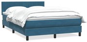 vidaXL Κρεβάτι Boxspring με Στρώμα Σκούρο Μπλε 140x210 εκ. Βελούδινο